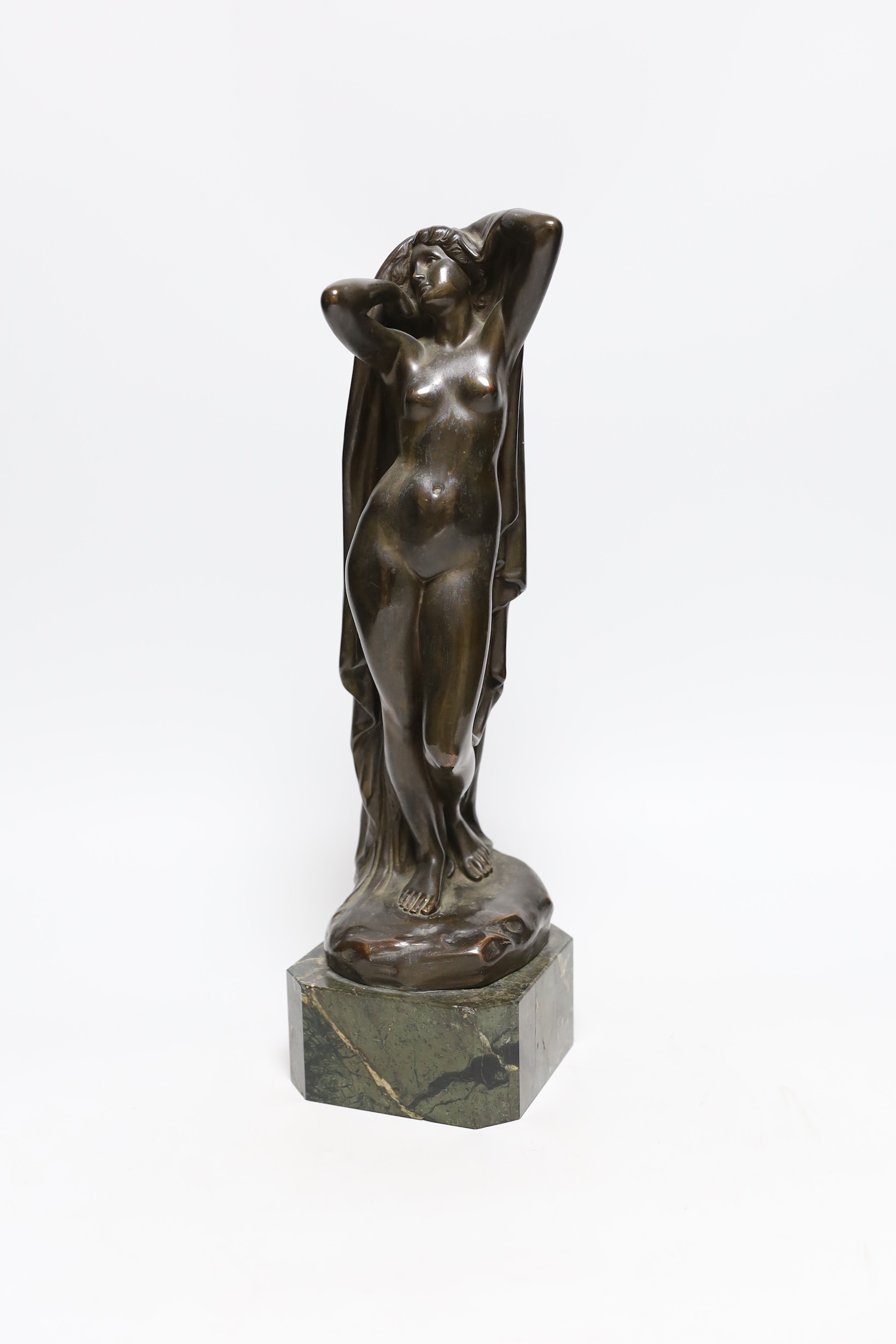 Eugen Schlipf (German, 1869-1943). A standing female nude female, on marble base, signed, 36cms high